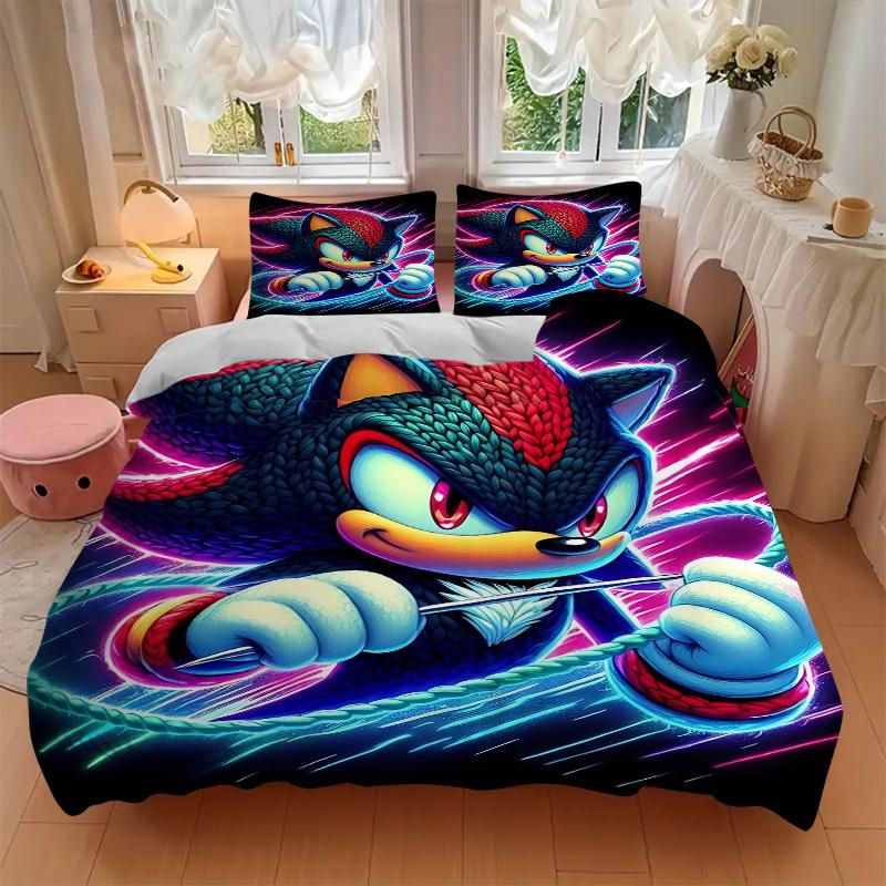 3pcs bedding set Shadow Sonic Includes 1 Comforter + 2 Pillowcases, Without Pillow Inserts, Soft Comfortable, Lightweight Breathable, Printe