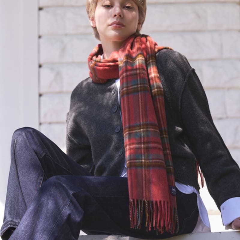 ABRAHAM MOON Шаль-шарф из мериносовой шерсти 50 см - Античный Королевский Стюарт