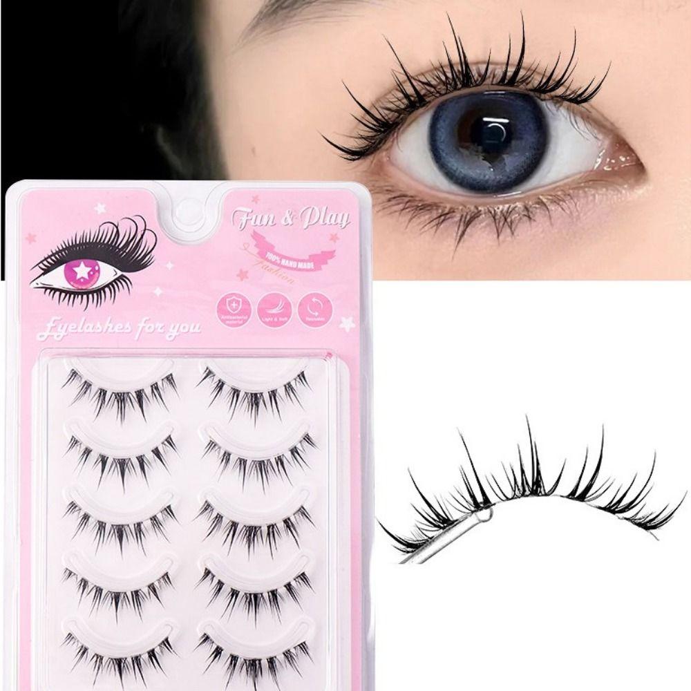 Wispy False Eyelashes Natural Look Cosplay Lashes Clear Band Fake Lashes  Women Girls