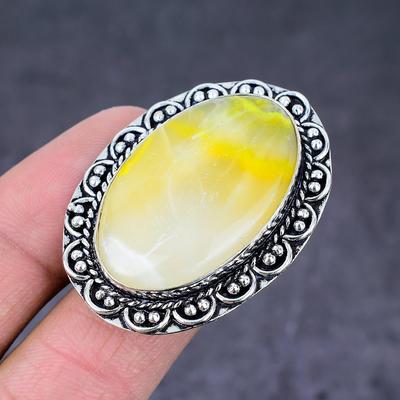 Кольцо из стерлингового серебра 925 пробы с натуральным драгоценным камнем шмельная яшма ручной работы, размер 7 q7m78