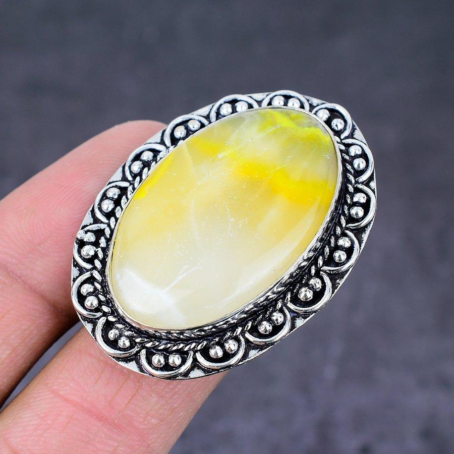 Драгоценный камень Яшма Шмель Ручная работа Серебро 925 пробы Ювелирное кольцо Размер 7 a4B65