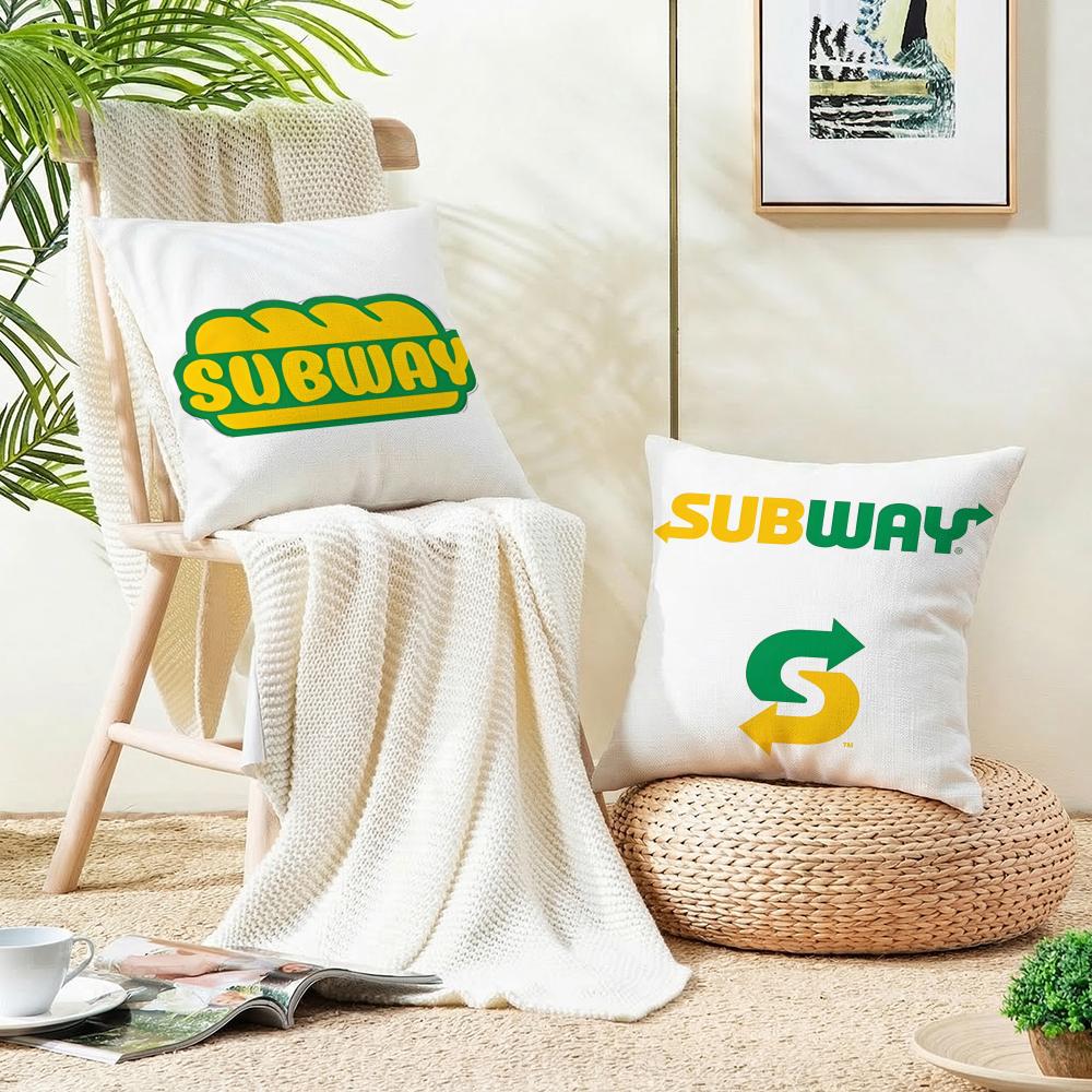 Classic SSubwayS Cushion Cover Breathable and skinfriendly linen pillowcase square removable and washable cushion