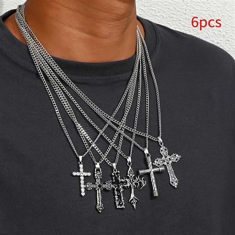 Мода Дня Мёртвых Ст. Набор ожерелий на День Святого Патрика Мужская универсальная многослойная хип-хоп цепочка из нержавеющей стали смешанного стиля на Пасху 6 шт. Аксессуары