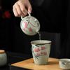 Ge kiln hand-painted high-end Kung Fu tea set, household simple brewing teapot cover bowl teacup, complete tea set gift box