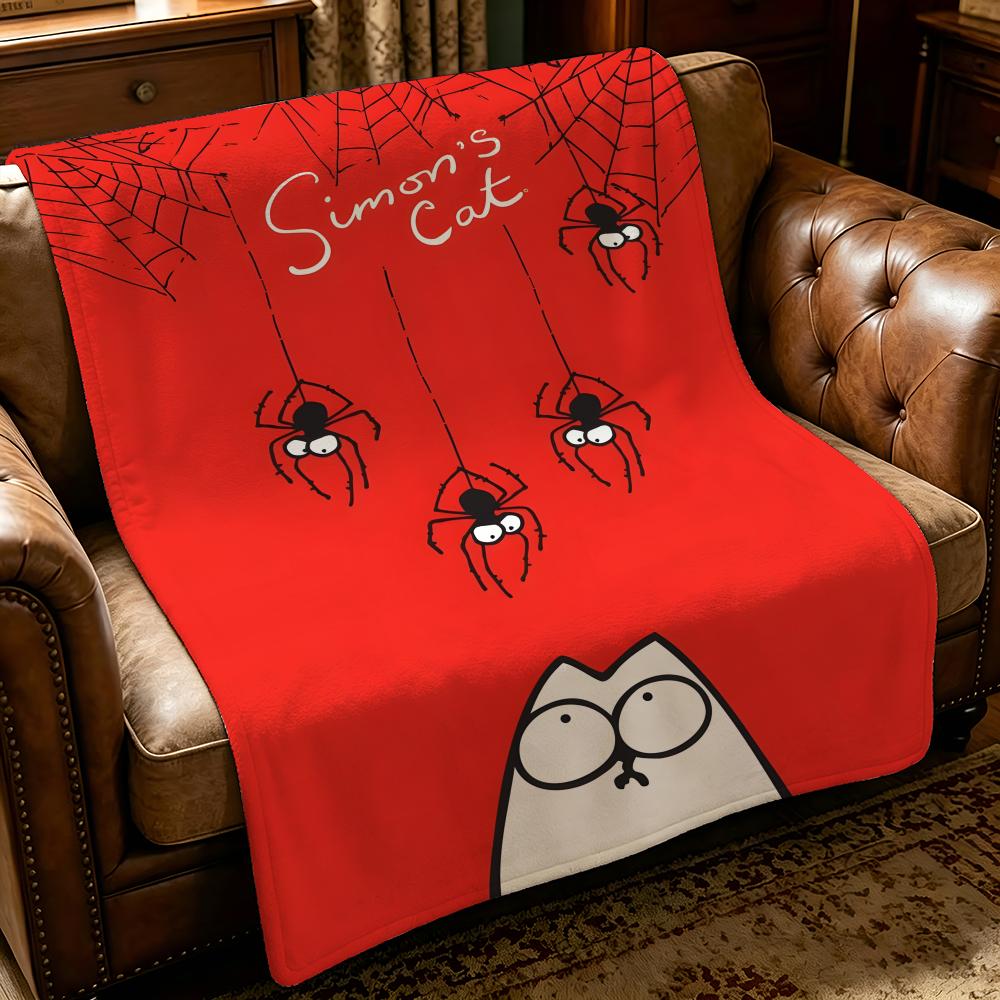 Мультяшное одеяло S-Simons Cat-t Throw, толстое, комфортное, из фланели, для использования в различных ситуациях, в помещении, на улице, для ежедневного сна