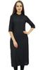 Bimba Черная прямая курта спереди, открывающаяся из искусственного шелка, индийская курти с шарфом -