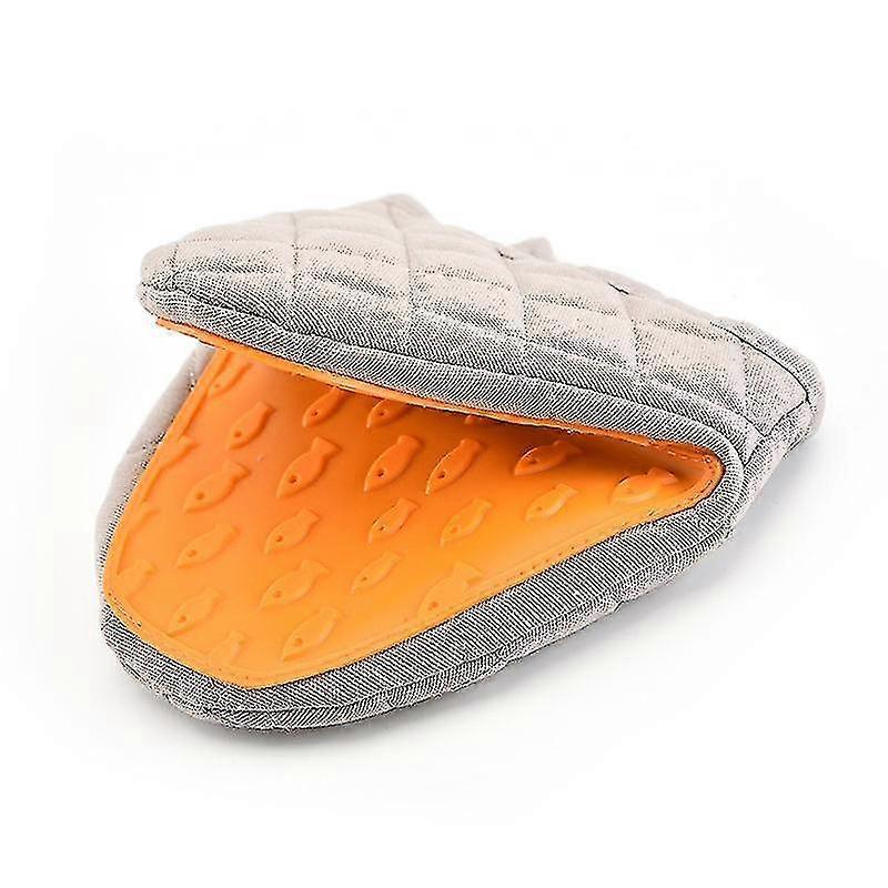 Pack Of 2 Mini Oven Gloves Heat Resistant Non-slip Silicone Cotton With Hanging Loop