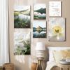 Flower Mountain River Scandinavian Decoration Spring Nature LandscapeCanvas Painting Poster Nordic Style Art Print Wall Picture