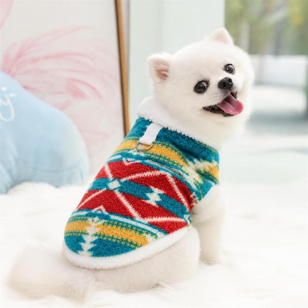 Autumn Winter Dog Fleece Vest Nordic Pattern Dog Hiking Jacket Fashion Plush Dogs Coat Puppy