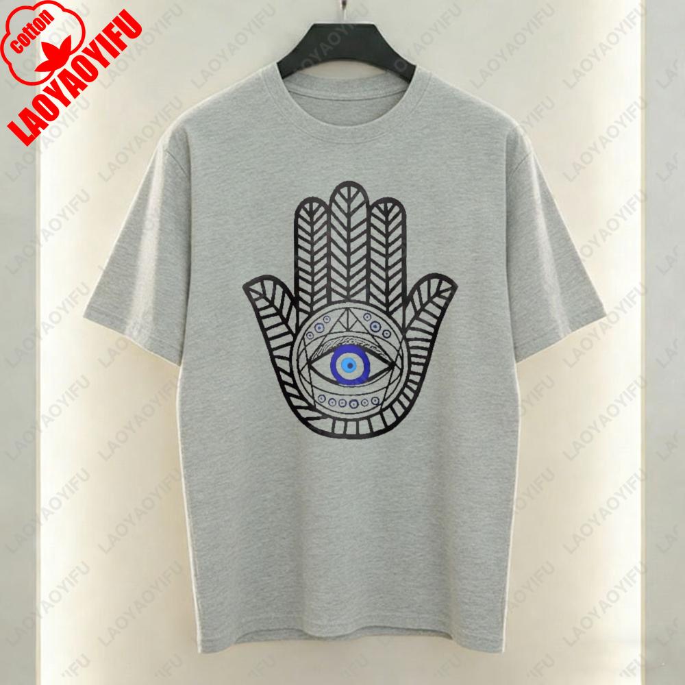 Hamsa Hand Evil Eye Women TShirt Boho Protection Graphic Tops Luck Casual Style Cotton Tee Vintage Classics Clothes for Women