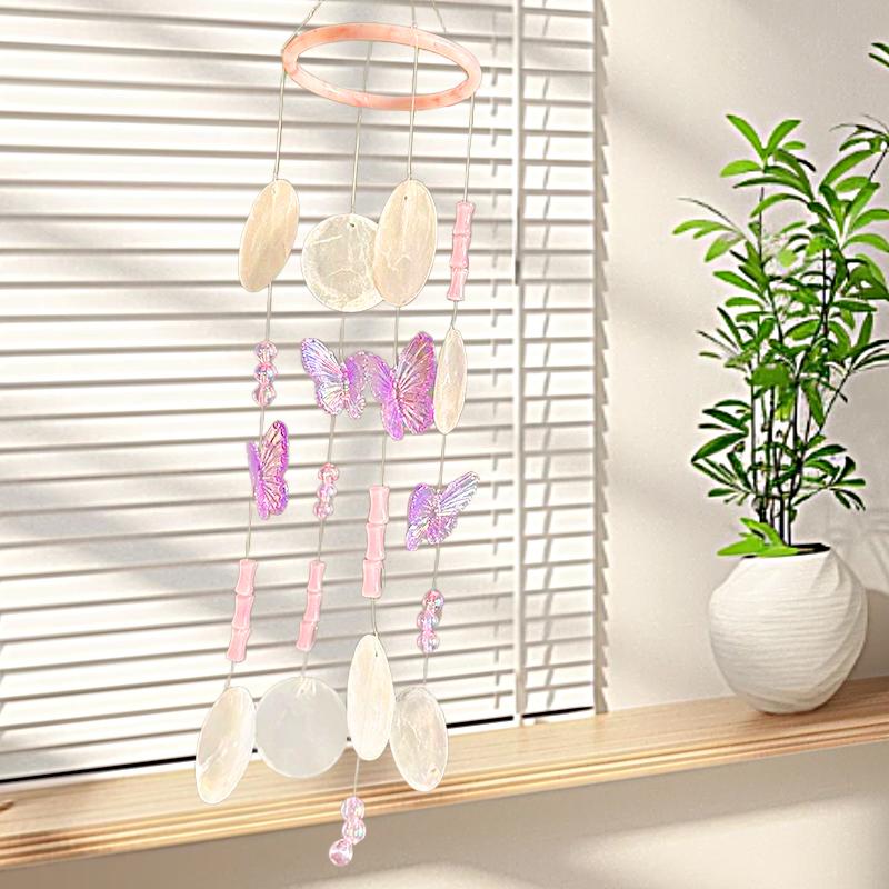 1Kit Handmade Shell Wind Chime Elegant Butterfly Wind Chime Gift Wind Chime Material Pack Photography Props 3 Colors