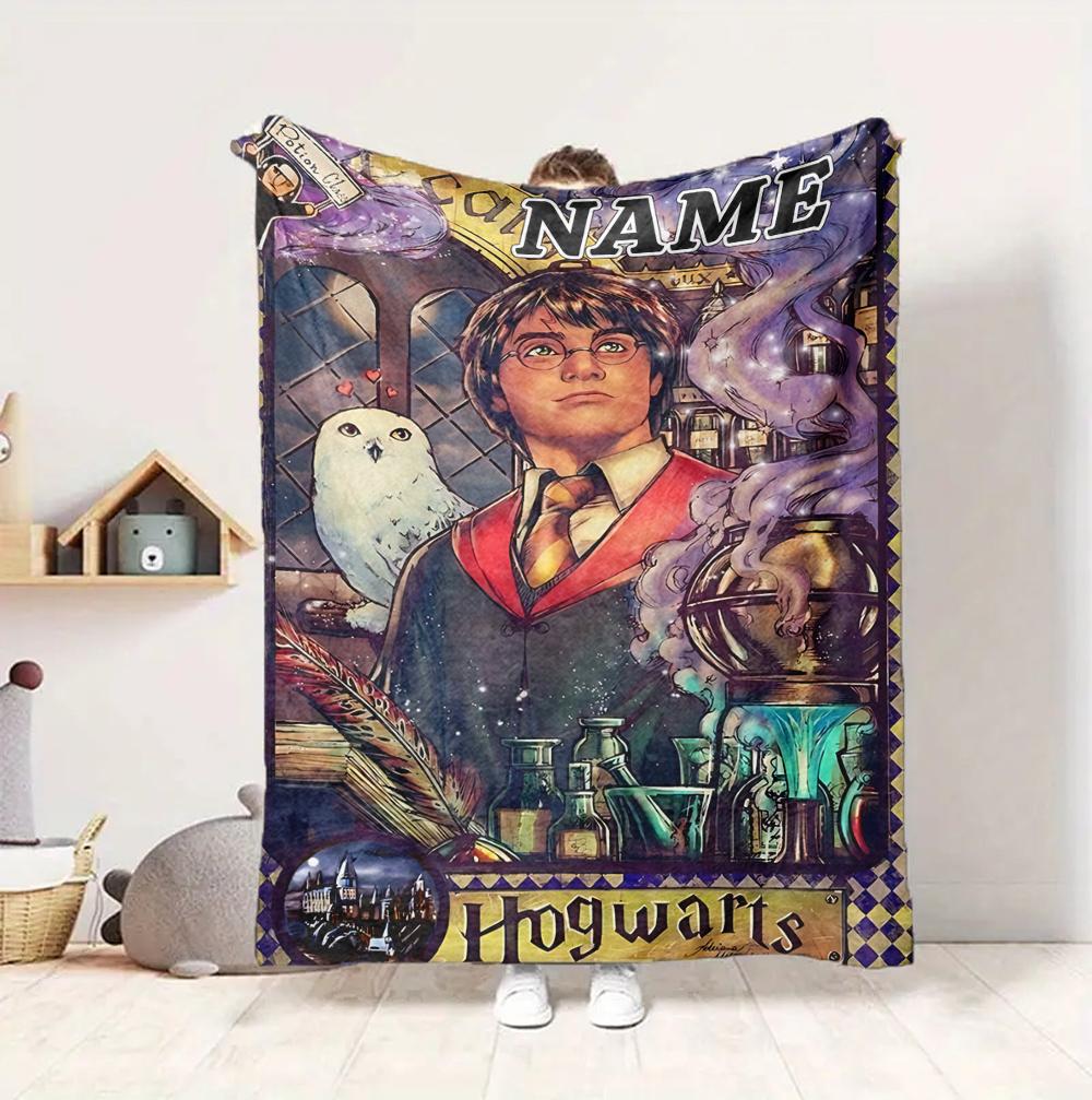 Custom Name Harry Potter Flannel Blanket Throw Blanket Soft Warm Sofa Bed home Decor Unique Gift