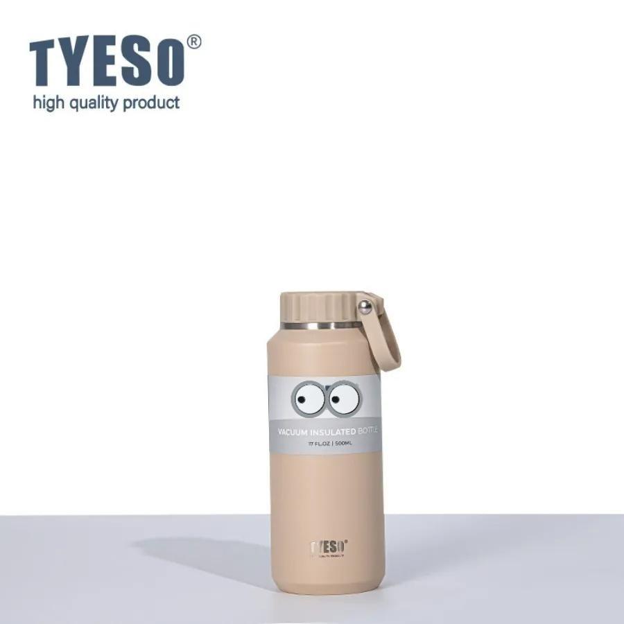 Tyeso Термосы 500 мл с ручкой, большой емкости, с изоляцией, с удобной крышкой-чашкой, спортивная бутылка для воды для мужчин и женщин, портативная кружка, для гидратации, с наклейкой-глазом