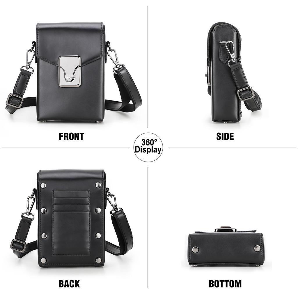CONTACT'S Crazy Horse Leather Sling Bag For Men Small Crossbody Bag Casual Men Shoulder Bag High Quality Cellphone Bag