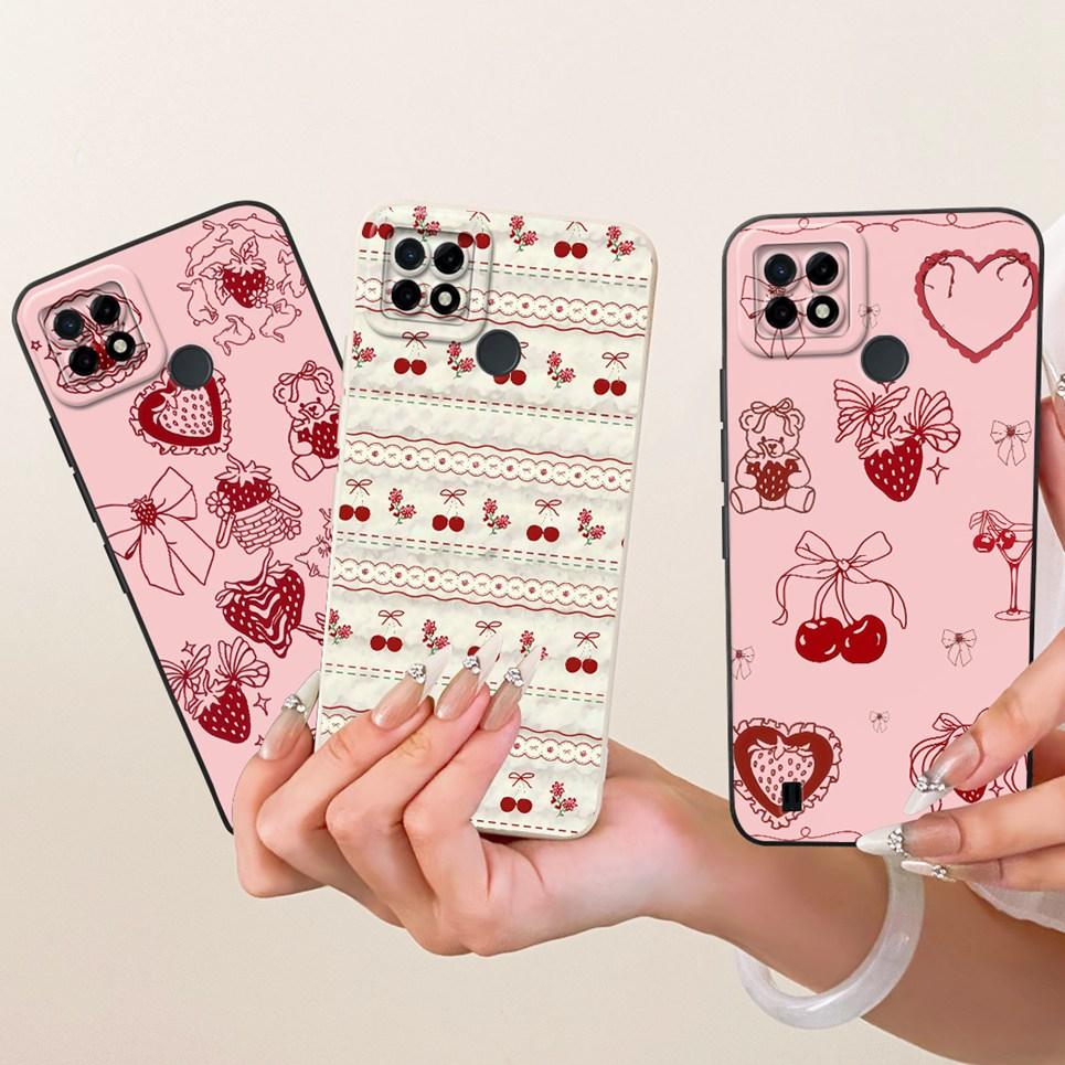 For Realme C21 RMX3201 Phone Case Bow Pattern Flower Butterfly Girly Back Cover Matte Silicone Soft Casing RealmeC21 C 21 2021