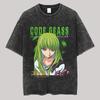 Винтажные стираные мужские футболки с принтом аниме Code Geass Повседневная мужская одежда Женская футболка