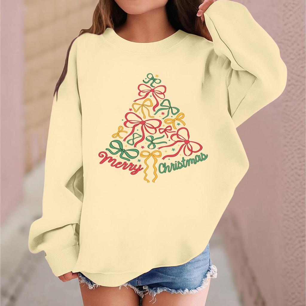 Children's Fashionable Casual Long-sleeved Loose Christmas Print Pullover Sweatshirt