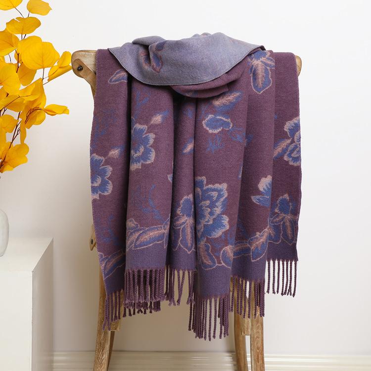 2024 Autumn And Winter New Thickened And Extended Cashmere Scarf Versatile Women'S Warm Neck Protection Scarf Double Sided Scarf Shawl