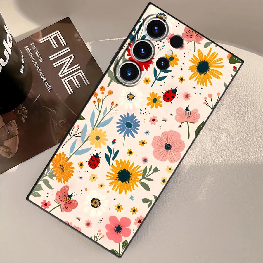 Мультяшный Цветочный Арт Чехол для Телефона Funda для Samsung Galaxy S26 Ultra S25 Plus Note 20 8 9 10 S24 S20 Ultra S23 S10 S9 S21 FE