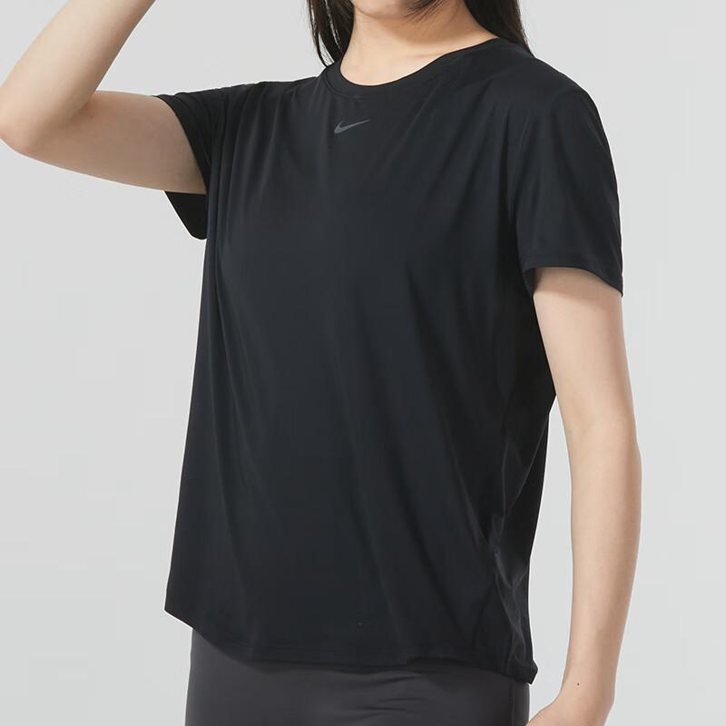 Nike Футболка с коротким рукавом из дышащего материала с логотипом для бега, фитнеса, тренировок, быстросохнущая, женская, черная FN2799-010