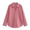 Spring Autumn Women's Striped Collar Shirts Long Sleeve Button-up Loose Female Blouses Tops