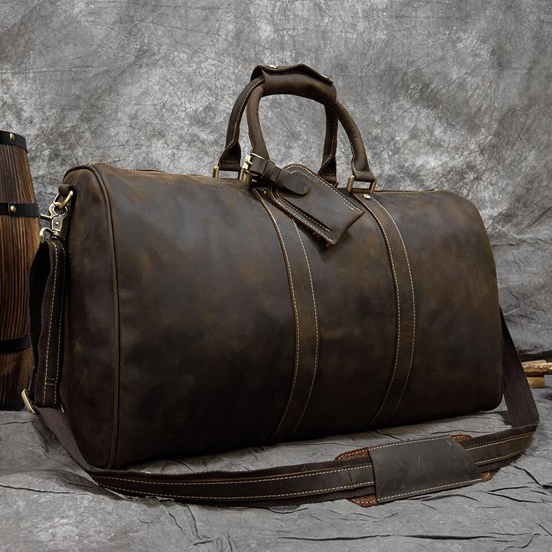 60 см Винтажная мужская кожаная дорожная сумка Настоящая кожаная сумка Weekender Сумка для ручной клади для поездок на выходные и на 3 дня Деловые поездки
