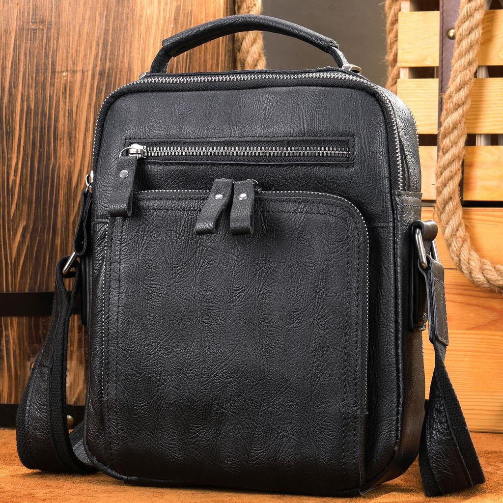 Модная трендовая сумка из натуральной кожи для мужчин на одно плечо из коровьей кожи с ремешком через плечо