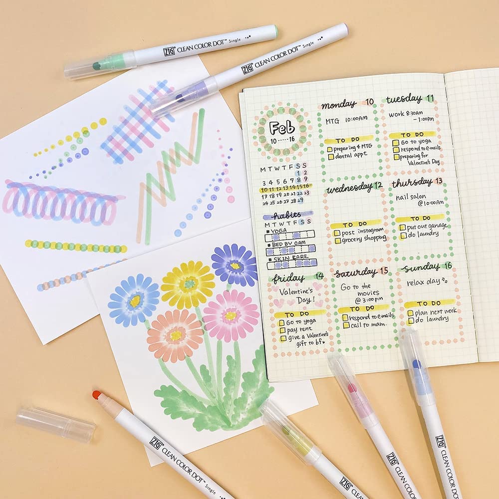 Набор маркеров Kuretake Pen ZIG Clean Color Dot Single Mild Color на водной основе TCSD-6100/6V