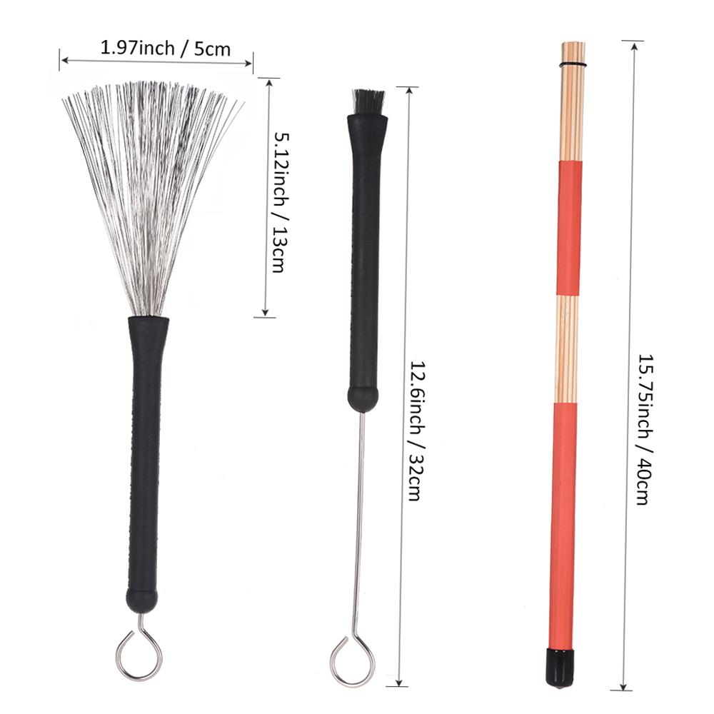 1 пара барабанных стержней + 1 пара барабанных щеток Набор барабанных палочек с сумкой для хранения джазовой народной музыки