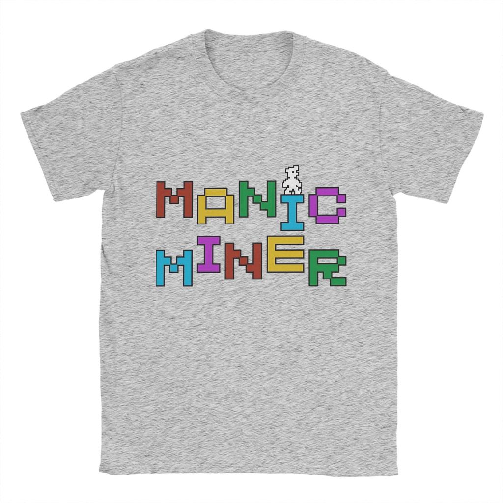 Manic Miner   Футболка Летняя  Ретро Игра  Хип-Хоп Футболки Мужская Чистый Хлопок Круглый Вырез Большой Размер  Одежда Короткий Рукав Базовые Топы