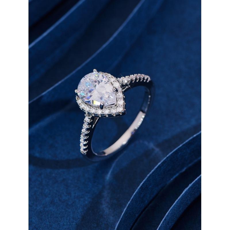 Creative sparkle drop-shaped zircon group setting ring women's wedding