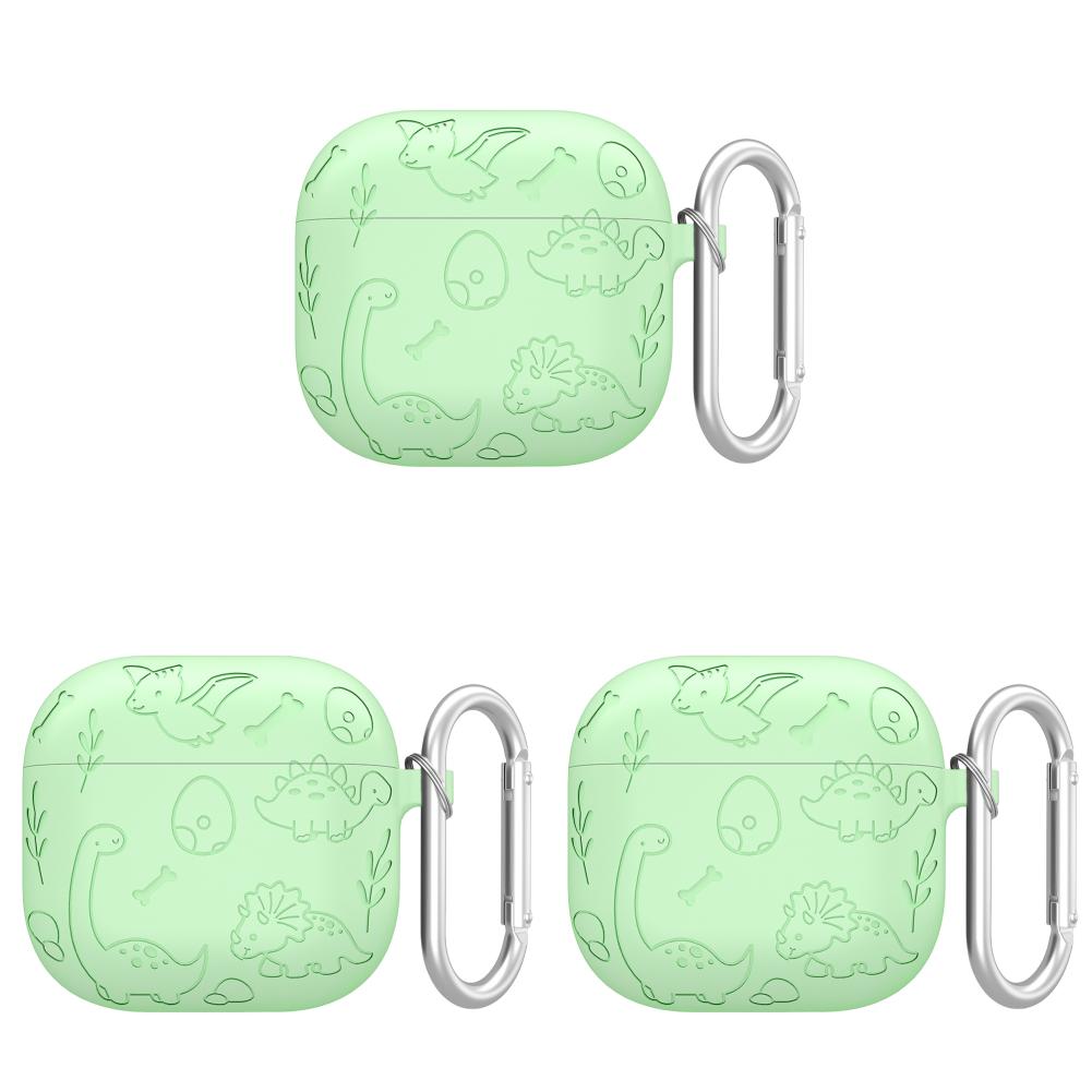 Silicone Case Protector with Carabiner Soft Silicone Case Drop Protection Cute Case Cover Scratch Resistant for AirPods 4 (2024)