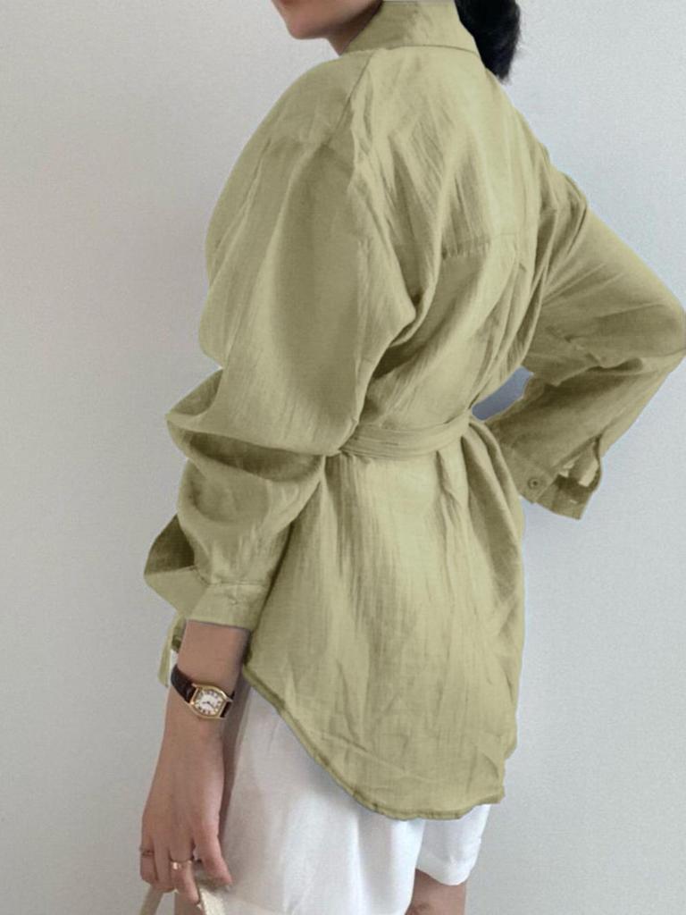 Свободная блузка с длинным рукавом, женская одежда, нерегулярная белая солнцезащитная рубашка, женские модные повседневные рубашки на пуговицах 2023, топы 15674