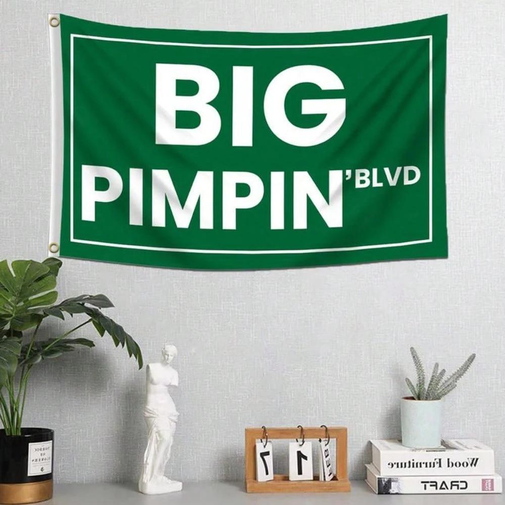1 шт. Большой Pimpin BLVD Уличный знак Гобелен Флаг Полиэстер 2D Плоский Настенное панно для Спальни Гостиной Общежития Ретро Декор Забавный Подарок