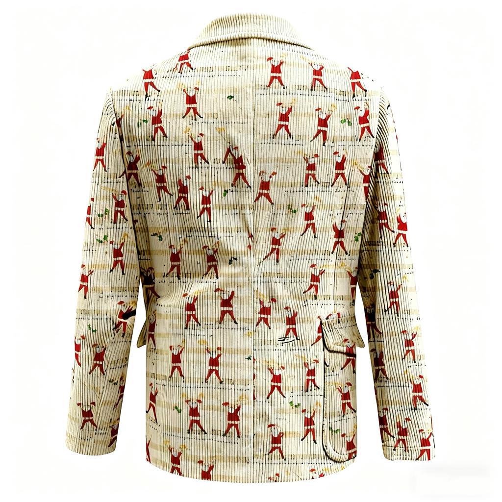 Мужской вельветовый теплый пиджак-кардиган с принтом и карманами, мужской повседневный костюм