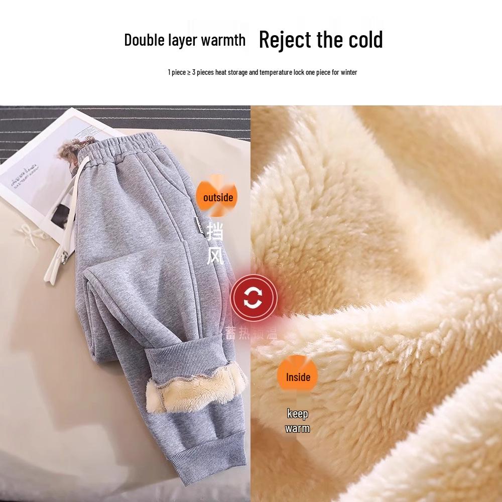 Женские спортивные штаны на флисовой подкладке из овечьей шерсти - Толстые, теплые, с манжетами джоггеры для осени/зимы 2024