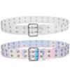 Women Summer Fashion Creative Gifts Waistband Transparent Two Row PVC Belt Laser Invisible Square Pin Buckle Multi Hole Belts