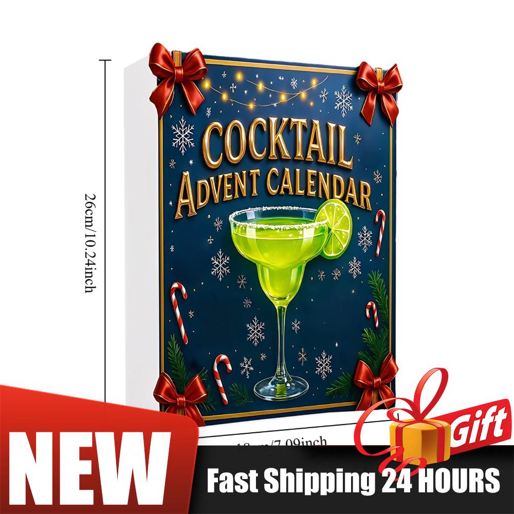 24PCS 2D Flat Cocktail Ornaments Advent Countdown Calendar 2D Cocktail Ornaments Advent Countdown Calendar Xmas Surprise Gifts