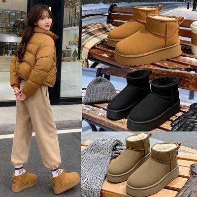 Женские зимние ботинки на флисовой подкладке 2025: Теплый, Толстый, Цельный Меховой Дизайн