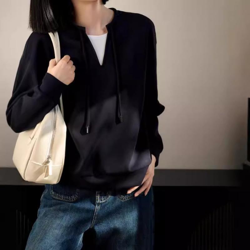 Autumn New Fashionable Fake Two-piece Sweater, Comfortable Cotton Elastic White with Casual Sports Top
