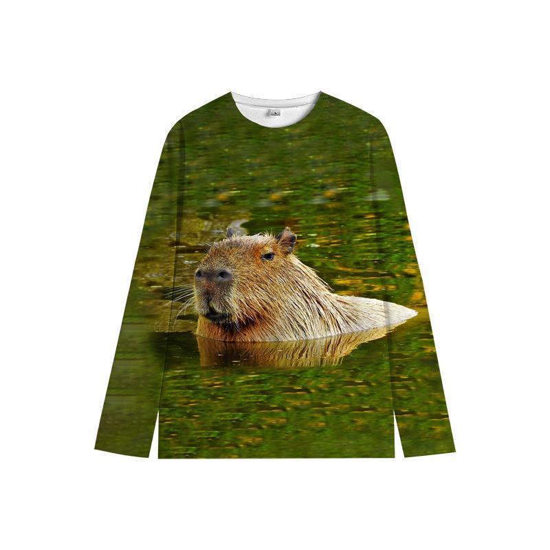 Детская толстовка с круглым вырезом Capybara My Spirit Animal с мягким мультяшным принтом, удобная повседневная одежда унисекс для мальчиков и девочек