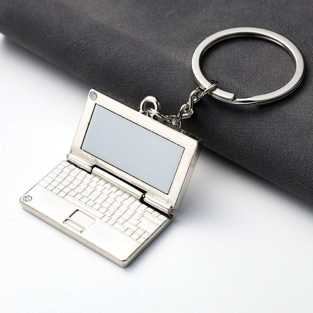 Metal Mini Laptop Key Chain Creative Car Bag Hanging Accessories Novelty Trinket Bag Pendant Gifts