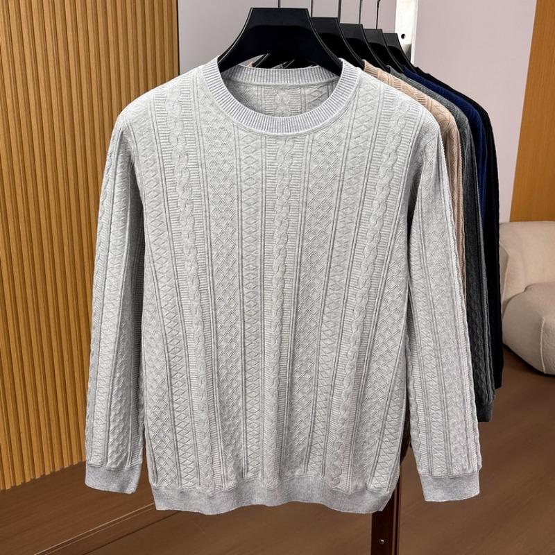 Men S Long Sleeve Knit Sweater Crew Neck Casual Jacquard Pullover
