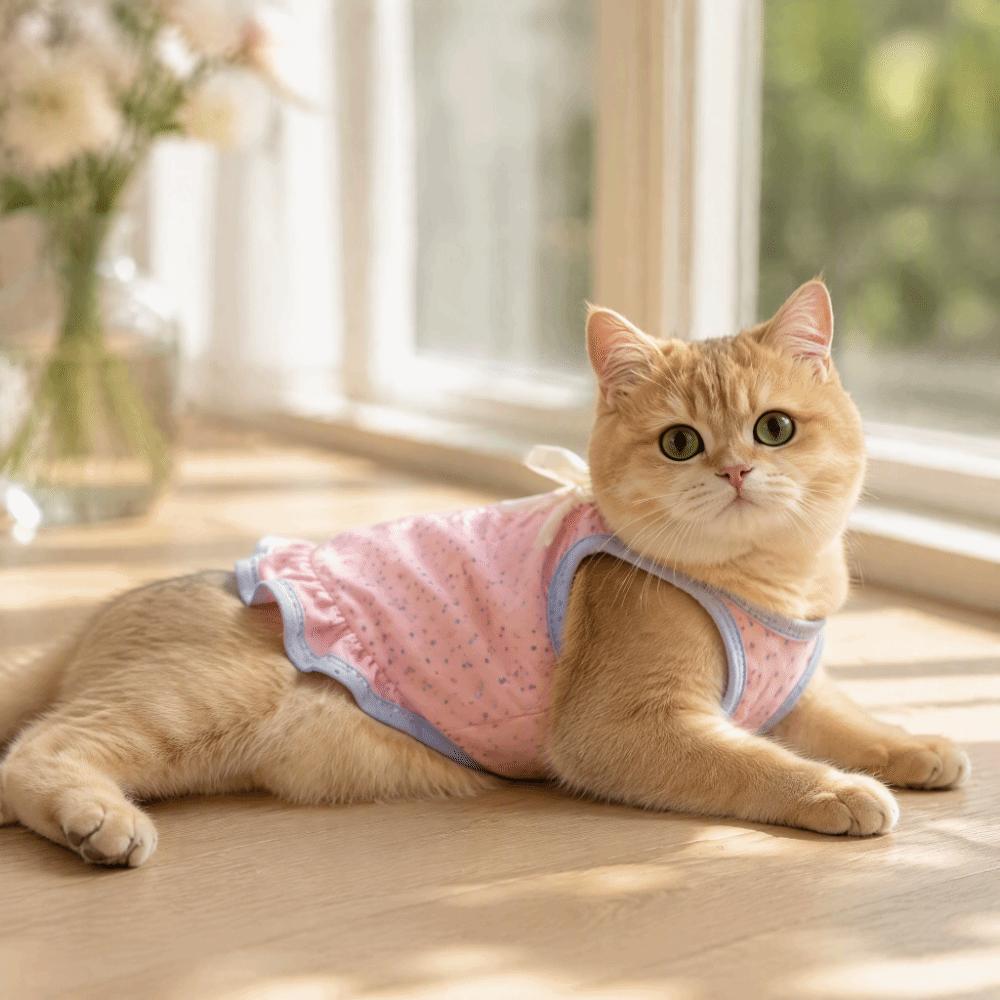 Polka Dot Puppy Cat Slip Dress Breathable Cat Sleeveless Dress Corgi Teddy Clothes Pet Supplies