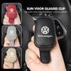Valve Stems Caps Car Mounted Sun Visor Glasses Clip Leather Eyeglasses Storage For Volkswagen VW Golf 4 5 6 7 Polo Jetta Sagitar ze1