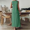 Женские модные однотонные повседневные праздничные длинные платья из хлопка и льна с V-образным вырезом и рукавами на молнии