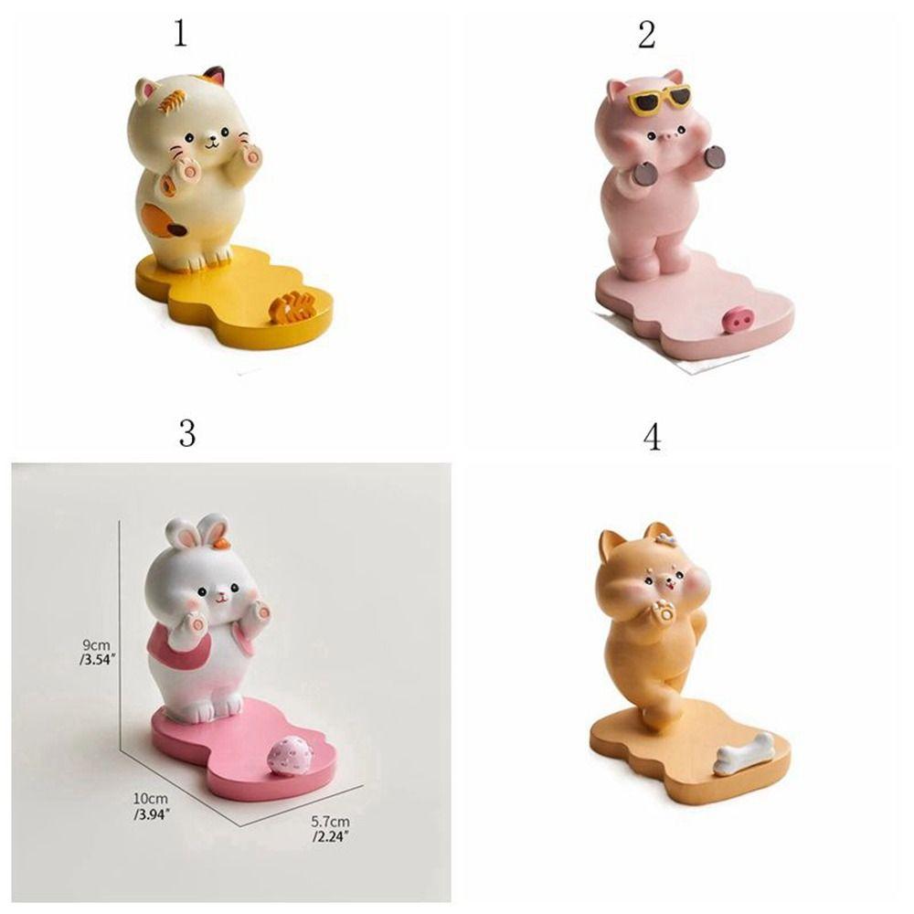 Resin Crafts Kittens Figurines Cartoon Animals Miniatures Small Animals Phone Holder  Office