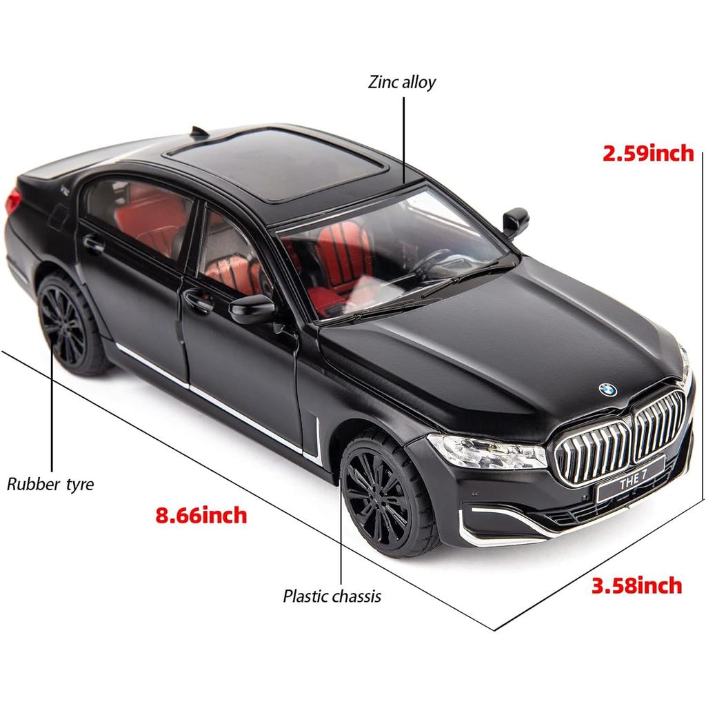 Модель автомобиля BMW 760 в масштабе 1/24, игрушечный автомобиль из цинкового сплава со звуком и светом для детей, подарок для мальчиков и девочек