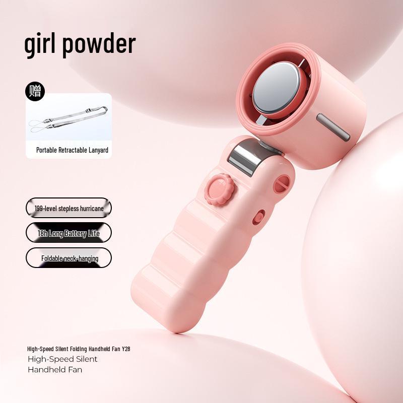 2026 Handheld Turbo Fan with Digital Display, 199 Speeds & Ice Pack Cooling, Three-Fold Design with Lanyard