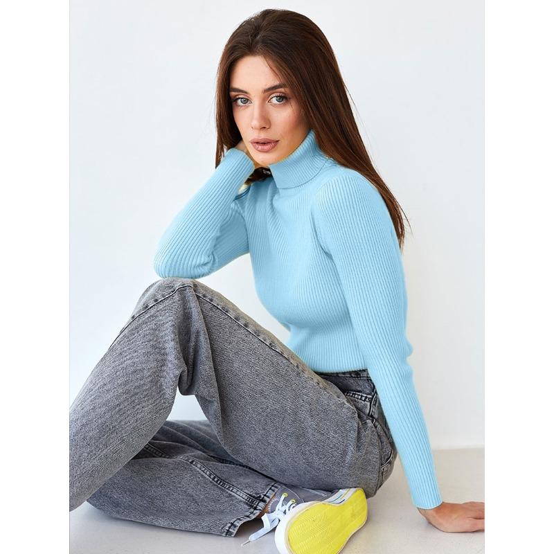 Водолазка свитер женская трикотажная базовая рубашка осенний пуловер свитер